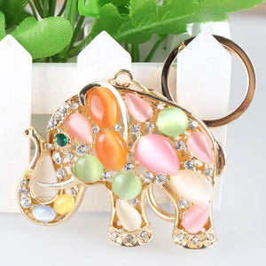 Elephant Crystal Rhinestone Charm Pendant Key Ring Chain