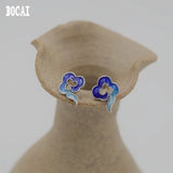 S925 Silver Enamel Clouds Stud Earrings for Women