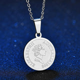 Australia Queen Elizabeth Coin Pendant Necklace Stainless Steel Jewelry