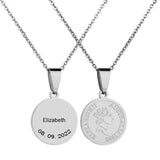 Australia Queen Elizabeth Coin Pendant Necklace Stainless Steel Jewelry