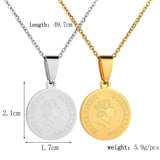Australia Queen Elizabeth Coin Pendant Necklace Stainless Steel Jewelry