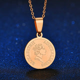 Australia Queen Elizabeth Coin Pendant Necklace Stainless Steel Jewelry