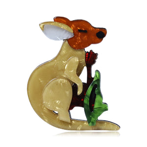 Kangaroo Shape Brooch Acrylic Jewelry Lady Kid Party Gift
