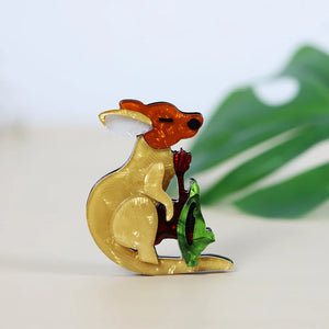 Kangaroo Shape Brooch Acrylic Jewelry Lady Kid Party Gift