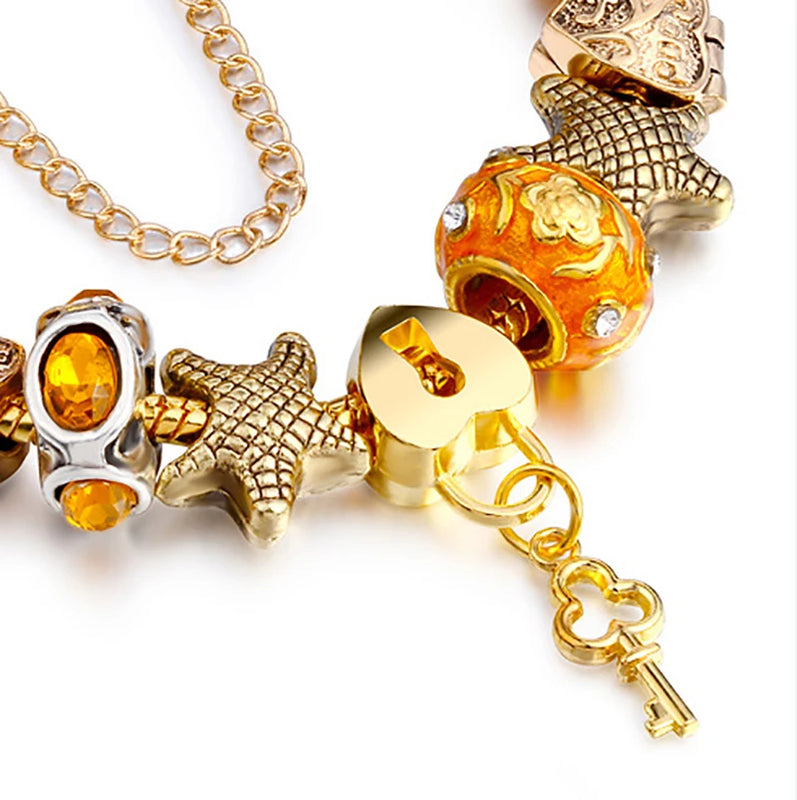 Crystal Heart Pendant Bracelet European American Jewelry Couple Gift