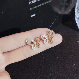 Austrian Crystal Diamonds Butterfly Stud Earrings 18k Filled Jewelry