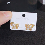 Austrian Crystal Diamonds Butterfly Stud Earrings 18k Filled Jewelry