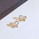 Austrian Crystal Diamonds Butterfly Stud Earrings 18k Filled Jewelry