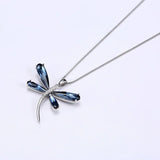 Crystal Dragonfly Sterling Silver Pendant Necklaces Romantic Jewelry