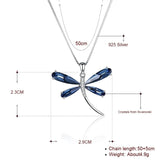 Crystal Dragonfly Sterling Silver Pendant Necklaces Romantic Jewelry