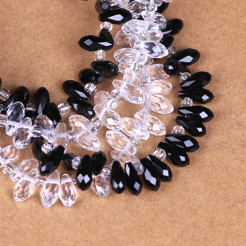 5X10MM Clear Faceted Glass Drop Beads for Jewelry Making