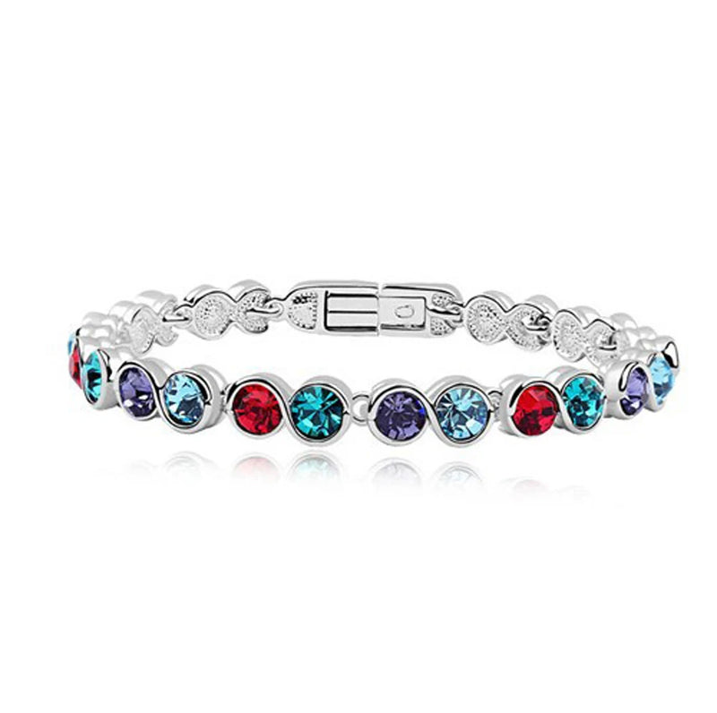 Austrian Crystal Stainless Steel Bangle Silver Stone Bracelet