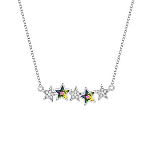 Austrian Crystal Sterling Silver Necklace Pentagram Star Collarbone Chain