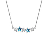Austrian Crystal Sterling Silver Necklace Pentagram Star Collarbone Chain