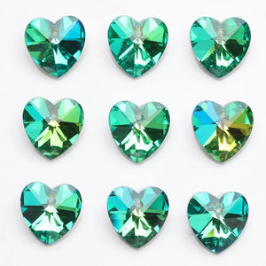 Austrian Glass Heart Bead Star Butterfly Shape Green Crystal Drop Pendant