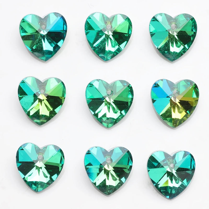 Austrian Glass Heart Bead Star Butterfly Shape Green Crystal Drop Pendant