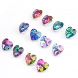 Austrian Love Heart Pendants Green Glass Crystal Beads DIY Making