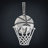 Austrian Rhinestone Basketball Pendant Necklace Men's Hip Hop Jewelry