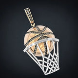 Austrian Rhinestone Basketball Pendant Necklace Men's Hip Hop Jewelry