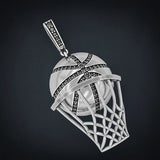 Austrian Rhinestone Basketball Pendant Necklace Men's Hip Hop Jewelry