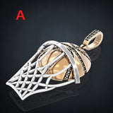 Austrian Rhinestone Basketball Pendant Necklace Men's Hip Hop Jewelry
