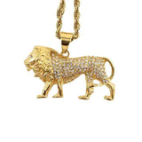 Austrian Rhinestone Lion Pendant Necklace Men's Jewelry