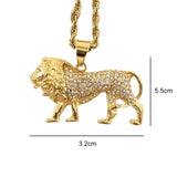 Austrian Rhinestone Lion Pendant Necklace Men's Jewelry