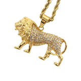 Austrian Rhinestone Lion Pendant Necklace Men's Jewelry