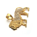 Austrian Rhinestone Lion Pendant Necklace Men's Jewelry