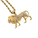 Austrian Rhinestone Lion Pendant Necklace Men's Jewelry