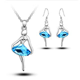 Austrian Crystals Ballet Girl Pendant Bridesmaid Jewelry Set
