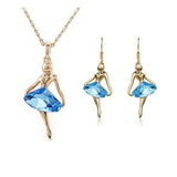 Austrian Crystals Ballet Girl Pendant Bridesmaid Jewelry Set