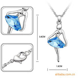 Austrian Crystals Ballet Girl Pendant Bridesmaid Jewelry Set