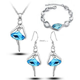 Austrian Crystals Ballet Girl Pendant Bridesmaid Jewelry Set