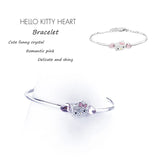 Austrian Rhinestone Pink Peach Heart Bracelet Stainless Steel Titanium