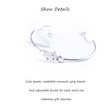 Austrian Rhinestone Pink Peach Heart Bracelet Stainless Steel Titanium