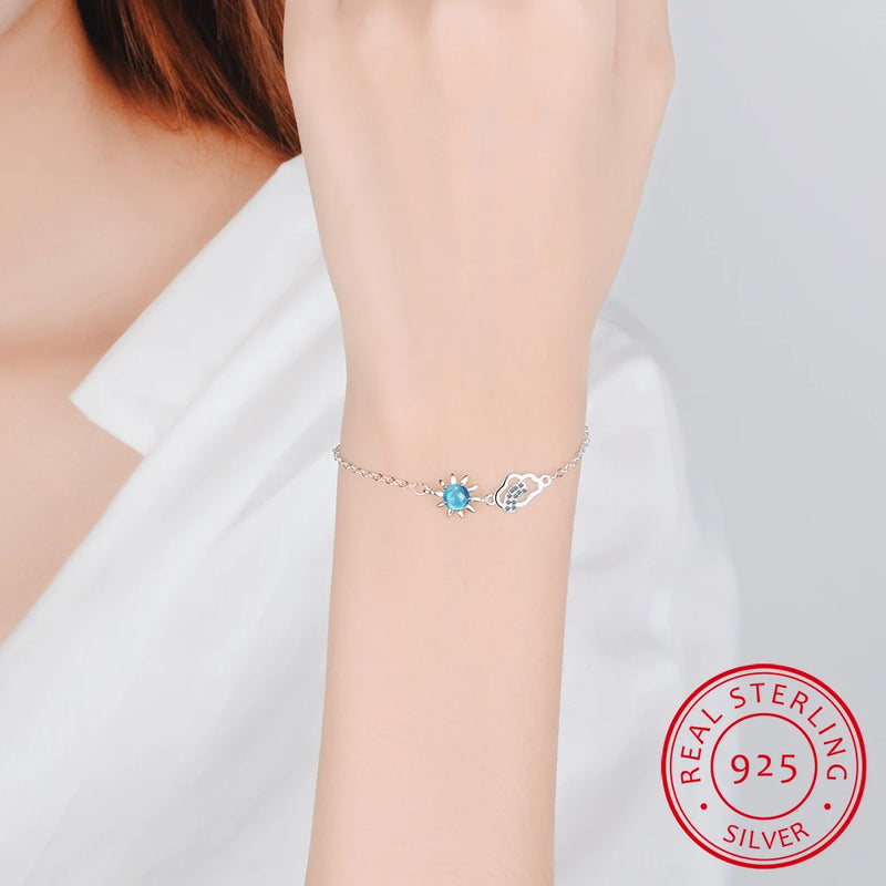 925 Silver Bracelets Women Sun Cloud Charms Bracelet