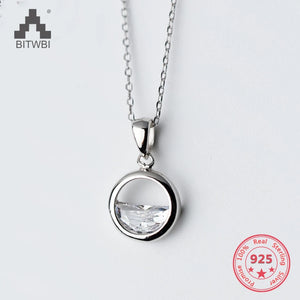 925 Silver Necklace Pendant Natural Diamond Art Small Fresh Clavicle Chain Gift