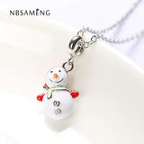 925 Silver Christmas Snowman Dangle Charm for Bracelet Bangle