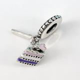925 Sterling Silver Bead Sandwich Pendant Dangle Charm for DIY Jewelry