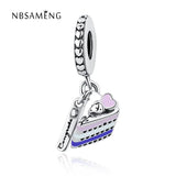 925 Sterling Silver Bead Sandwich Pendant Dangle Charm for DIY Jewelry
