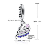 925 Sterling Silver Bead Sandwich Pendant Dangle Charm for DIY Jewelry