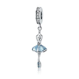 925 Silver CZ Ballet Girl Charm for Bracelet
