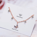 925 Sterling Silver Butterfly Bracelet Cz Crystal Women Jewelry
