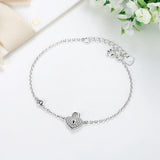 925 Silver Bracelet Key Lock Bangle CZ Crystal Love Chain