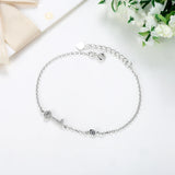 925 Silver Bracelet Key Lock Bangle CZ Crystal Love Chain