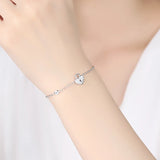 925 Silver Bracelet Key Lock Bangle CZ Crystal Love Chain