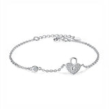 925 Silver Bracelet Key Lock Bangle CZ Crystal Love Chain