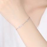 925 Silver Bracelet Key Lock Bangle CZ Crystal Love Chain