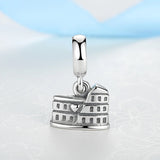 925 Silver Colosseum Dangle Charm Bead for Bracelets DIY